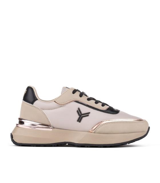 zapatilla YUMAS CORDONES NUDE -NEGRO
