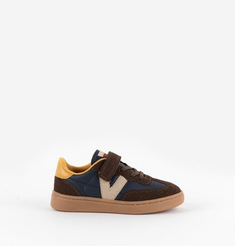 Zapatilla VICTORIA 1 velcro en marrón y marino