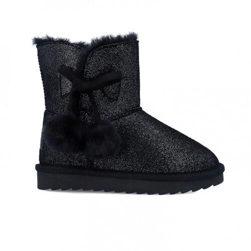Bota australiana GARVALIN pompones negro metalizado