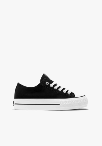 zapatilla B&W by CONGUITOS lona NEGRO plataforma