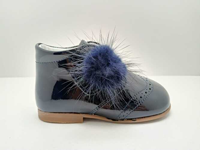 Bota LANDOS charol azul velcro POMPÓN