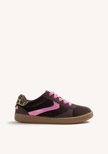 ZAPATILLA GIOSEPPO CHOCOLATE DETALLES FUXIA