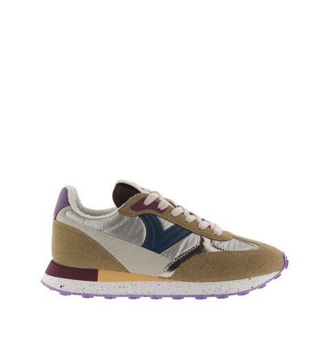 zapatilla VICTORIA cordones metalizada TAUPE