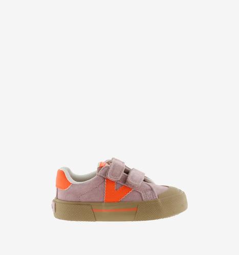 Zapatilla VICTORIA 2 velcros color rosa y naranja flúor