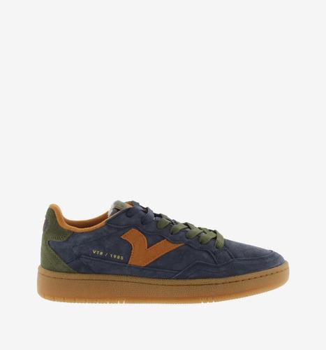 Zapatilla VICTORIA marino con detalles en naranja y verde 1985