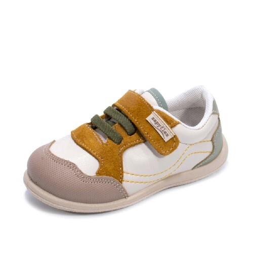 Zapatilla ZAPY BAREFOOT con velcro en tonos tierra y verdes