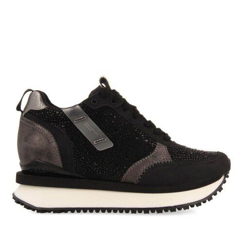 zapatilla GIOSEPPO cuña interna cristales NEGRO