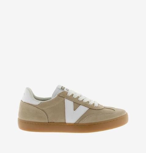 Zapatillas VICTORIA serraje en beige con suela caramelo