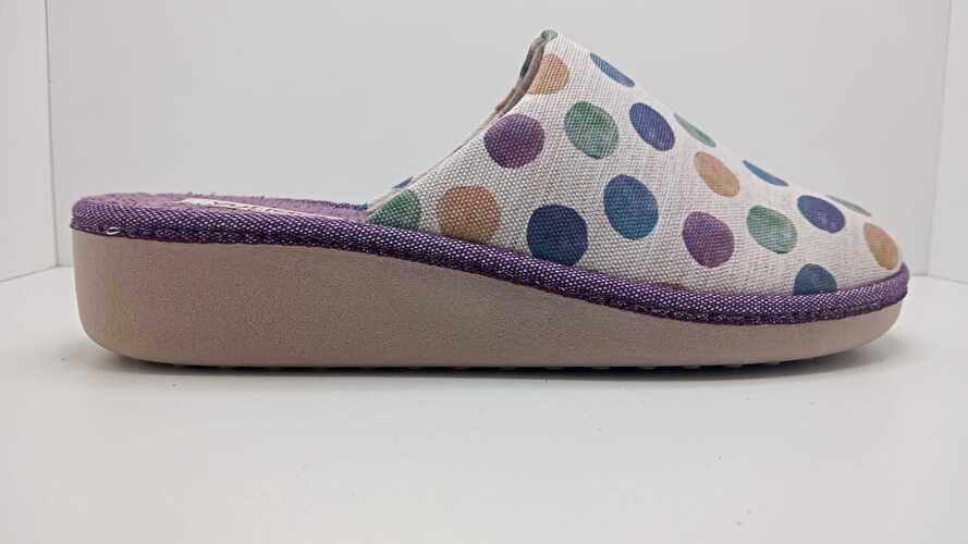 ZAPATILLA DESCALZA LADI TOPOS MORADOS CUÑA ANATOMICA
