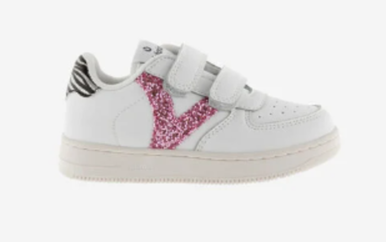 Zapatilla VICTORIA blanco GLITTER dos velcros