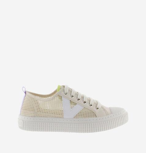 zapatilla VICTORIA REJILLA cordones BEIGE