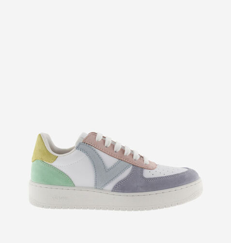 zapatilla VICTORIA cordones retro blanco LILA